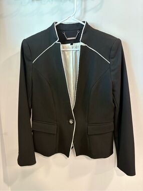 White House Black Market Black Blazer with White Trim